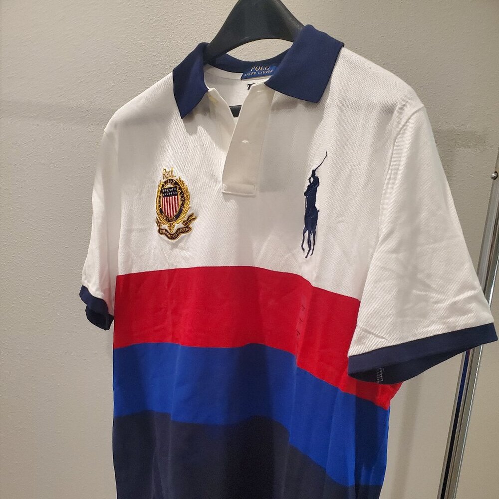 NWT Polo Ralph Lauren M Medium Men Classic Fit Red White & Blue USA Olympic